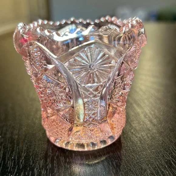 Vintage Imperial Glass Octagon Pink Carnival Glass Toothpick Holder - Picture 7 of 9
